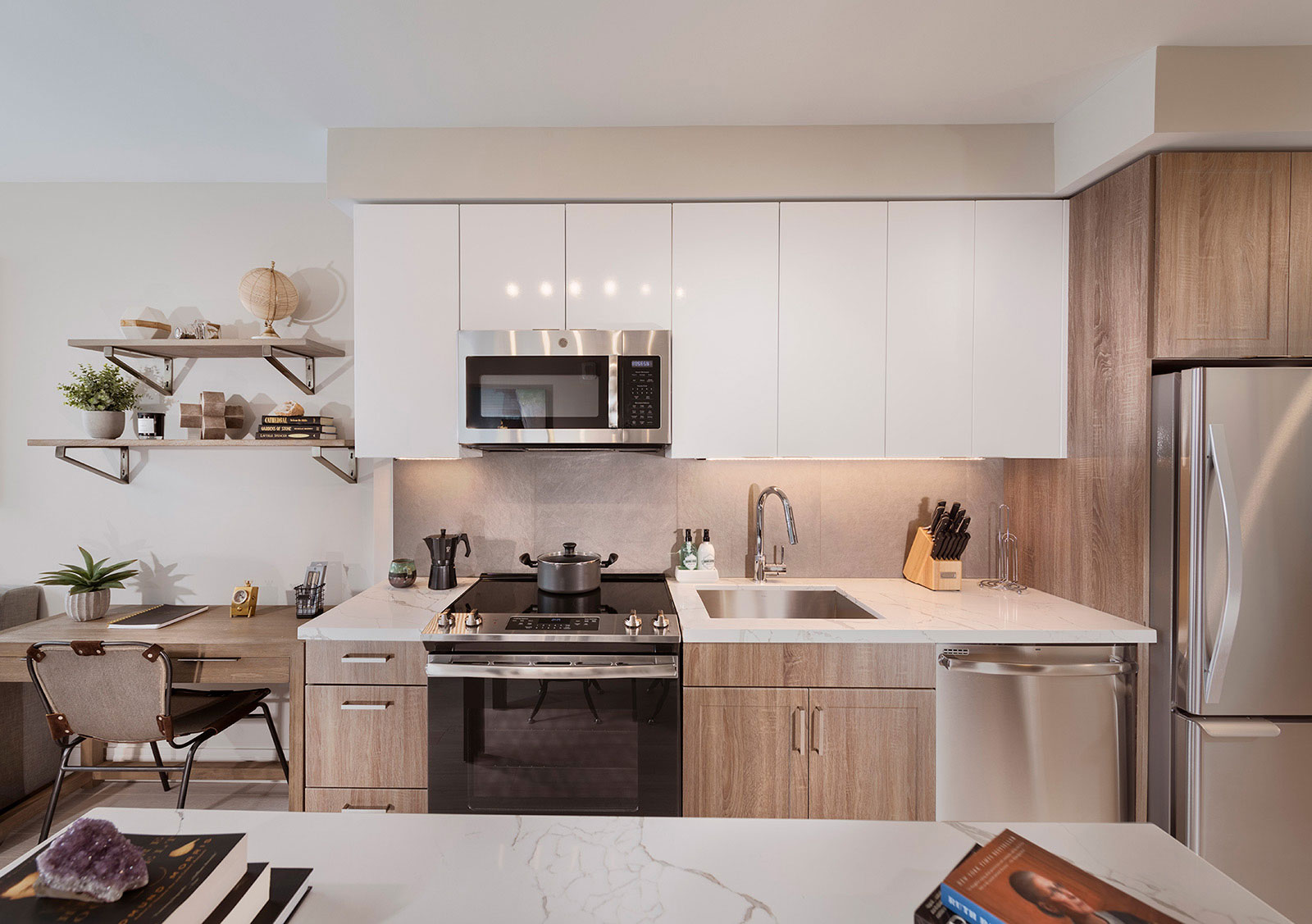 kitchen cabinets range microwave dishwasher 
