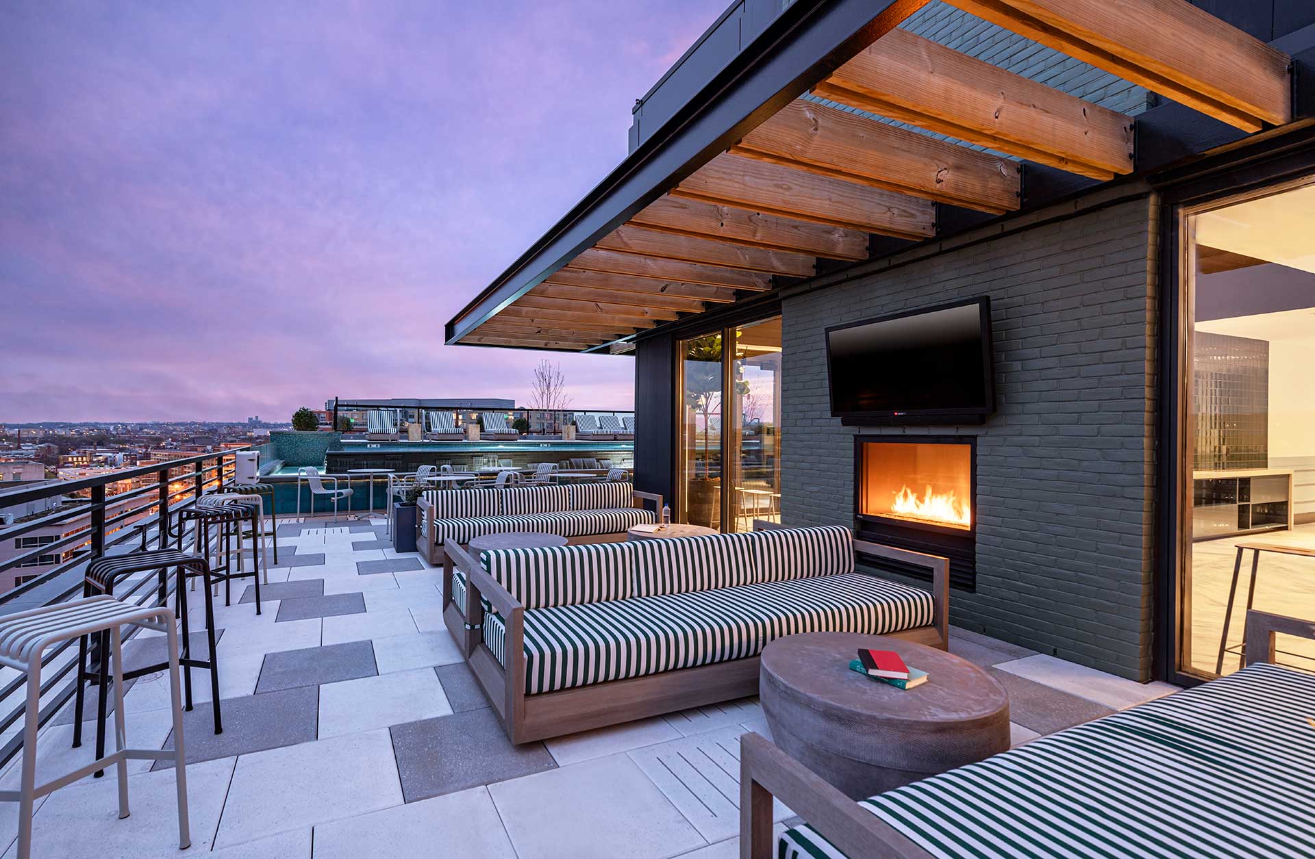 rooftop firepit and seating