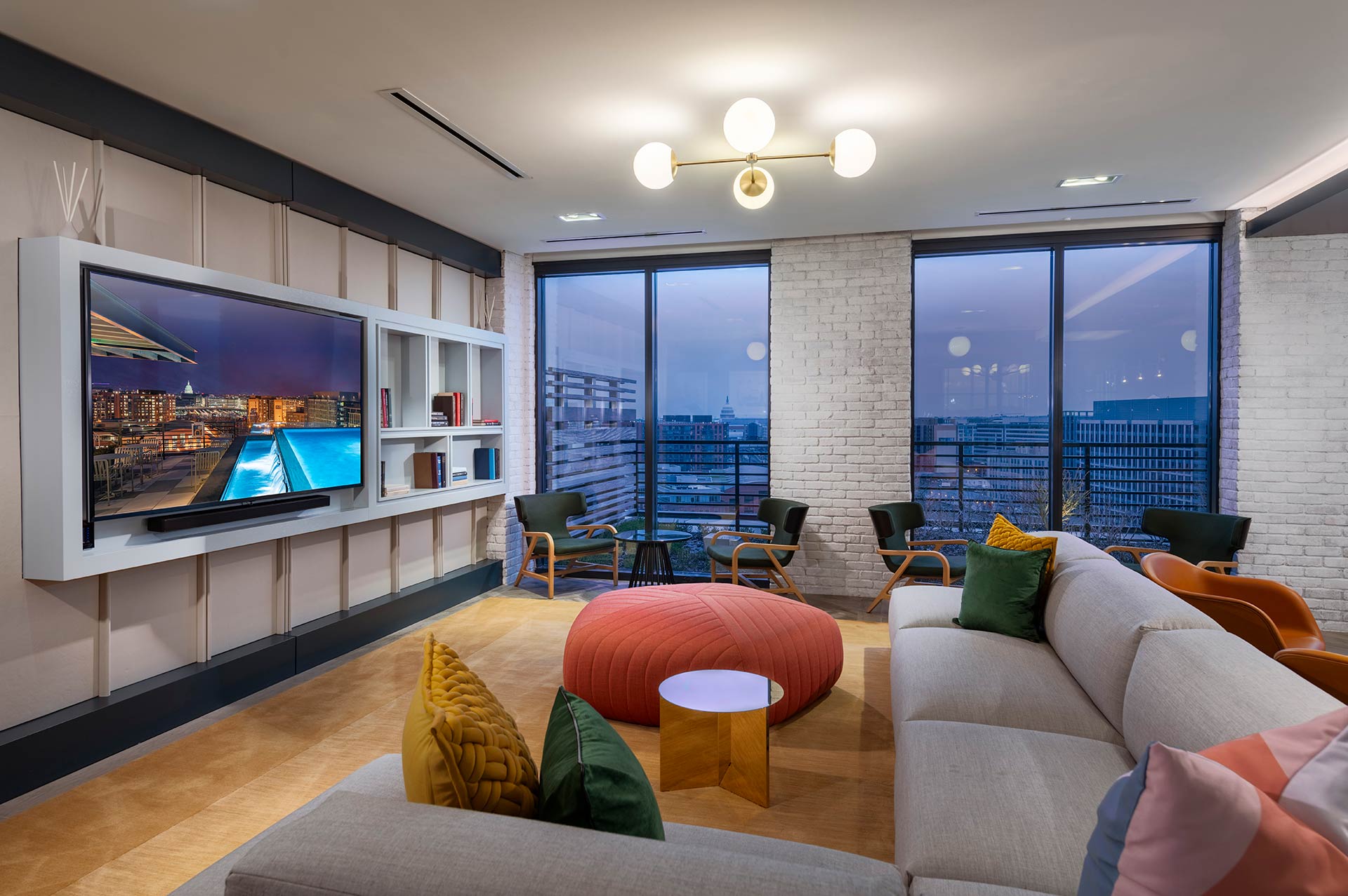 penthouselounge area with large television
