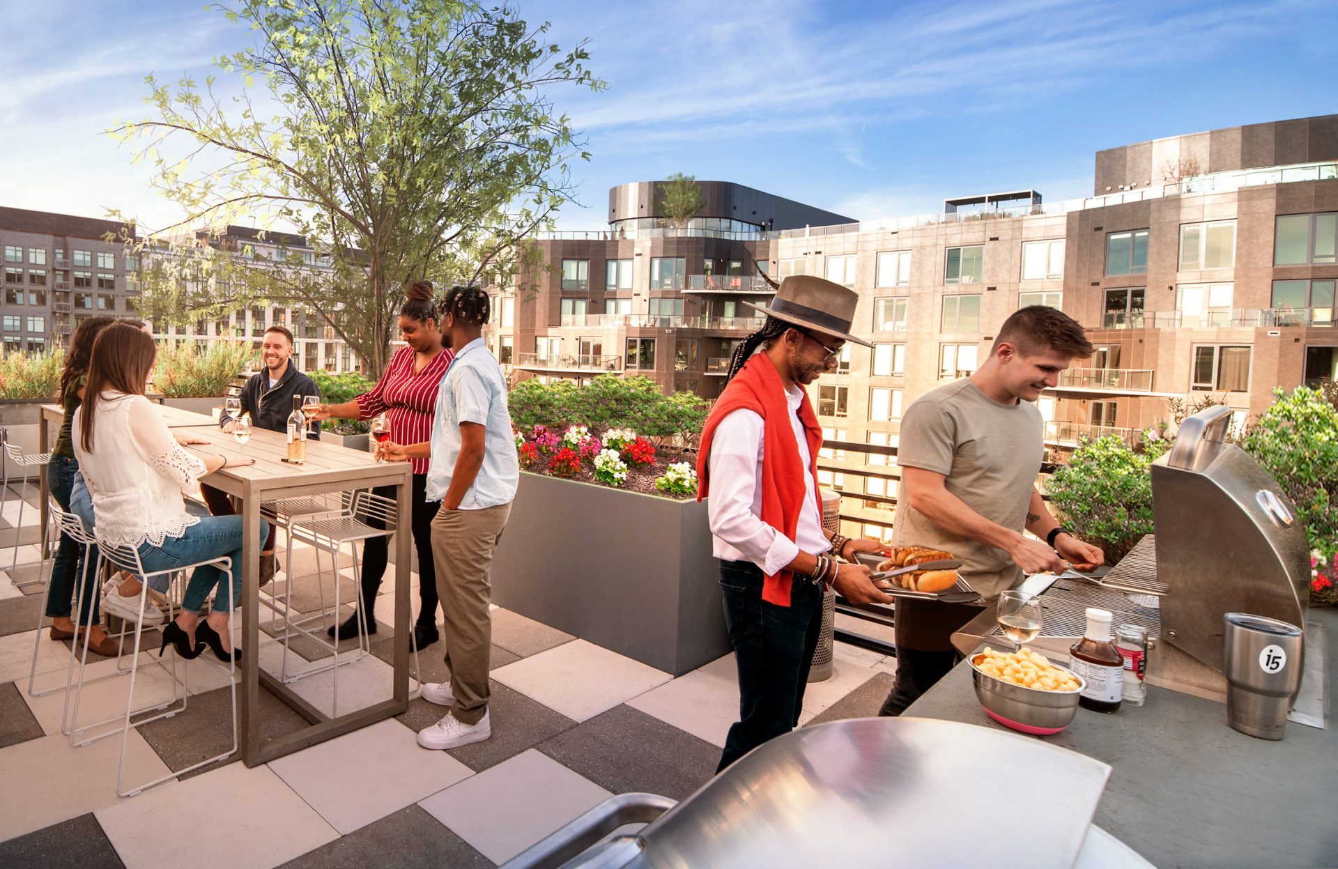 rooftop grilling stations